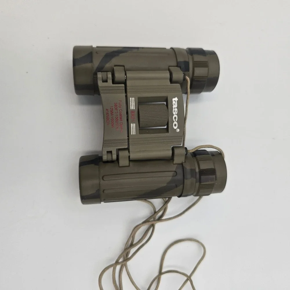 Tasco 8x21mm Compact Camo Rubber Armored Binoculars 165BCR Vintage 1992 Case Box